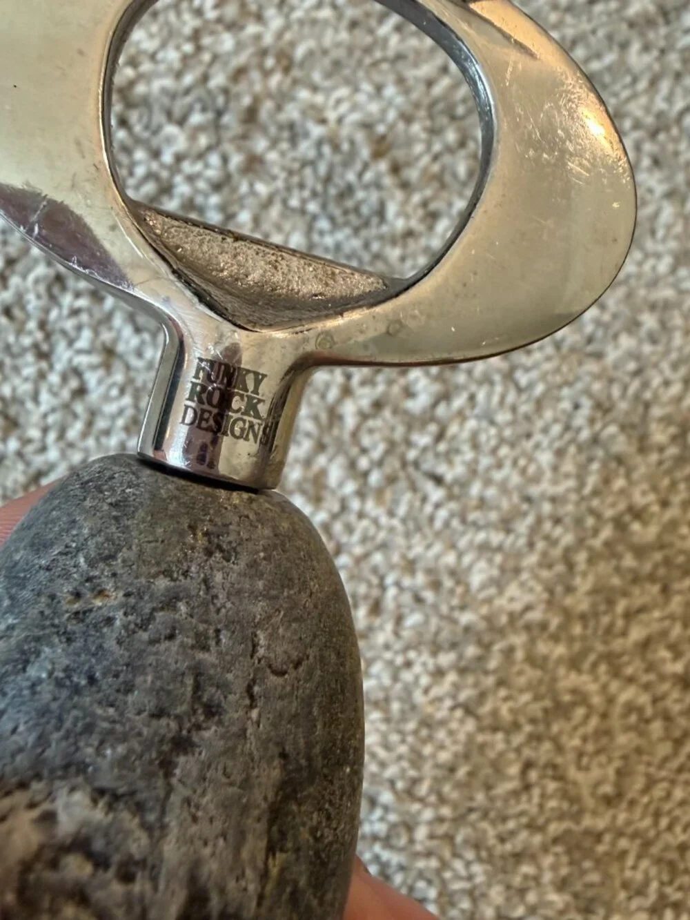 Unbranded Natural River Stone Handle Cheese Spreader & Bottle Opener Barware Set
